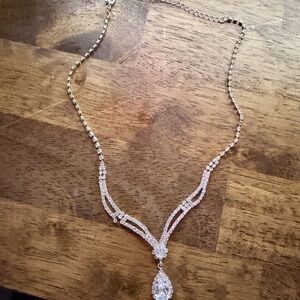 Windsor Silver Necklace with Crystal Pendant
